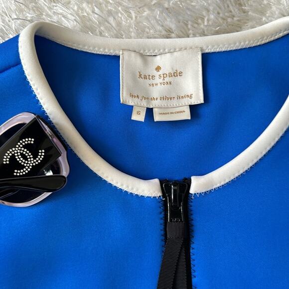 Kate Spade New York - Dive Right In cocktail dress sz 6 blue black white scuba - Picture 3 of 9
